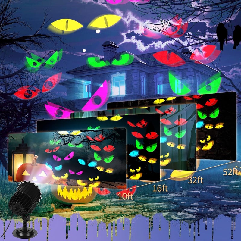 Lingvee Halloween Projector Light with 1 Film Slides Holiday LED Projector Lights Outdoor Reflectors Waterproof Landscape Decorative Rotation Lighting Movement Projection Lamp(Eyes) - Image 4